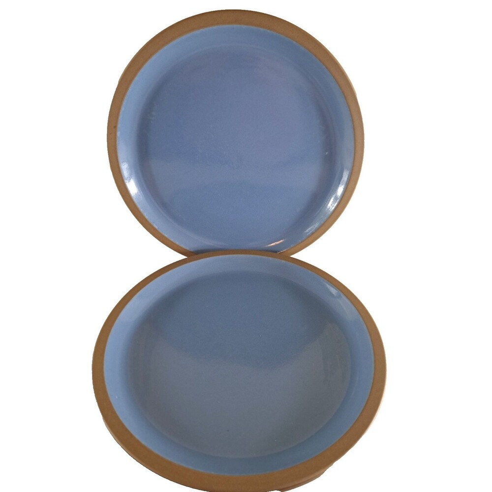 Midwinter Stoneware Dinner Plates Set of 3 Blue Tan Oven to Table 10.75"